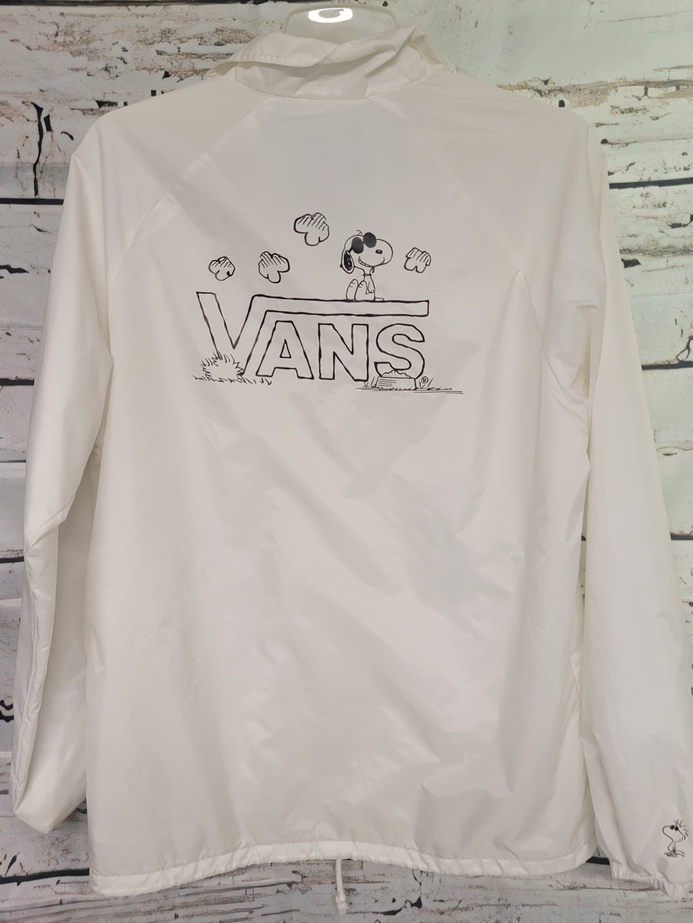 Vans x Peanuts Snoopy Coach Jacket White Snap Front Windbreaker Size M